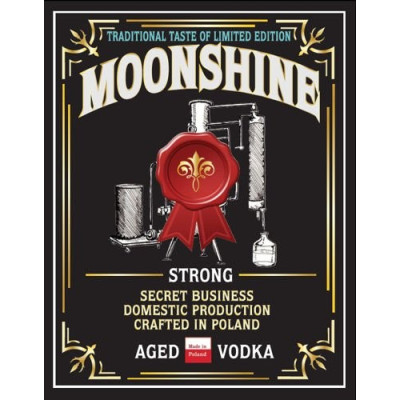 Etykieta MOONSHINE STRONG AGED VODKA