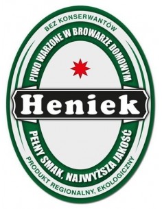 Etykieta owalna na piwo domowe HENIEK - 1szt. - 1 - Piwo domowe
